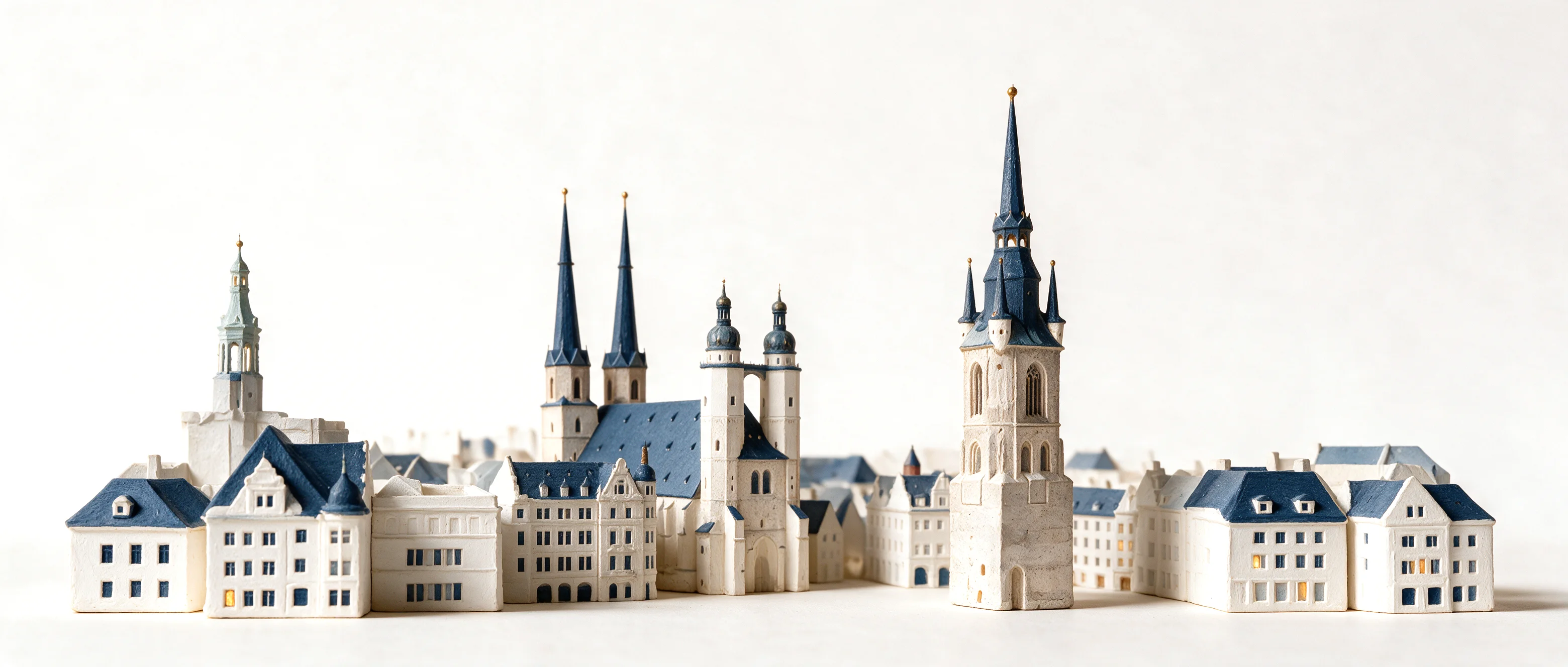 Marktplatz in Halle an der Saale zur blauen Stunde